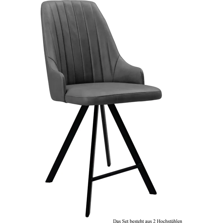 Thekenstuhl (2er-Set) Demeter 52x108x60 Schwarz/Grau
