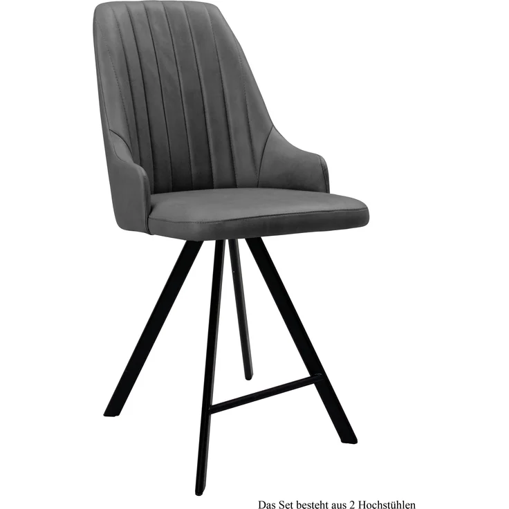 Thekenstuhl (2er-Set) Demeter 52x108x60 Schwarz/Grau