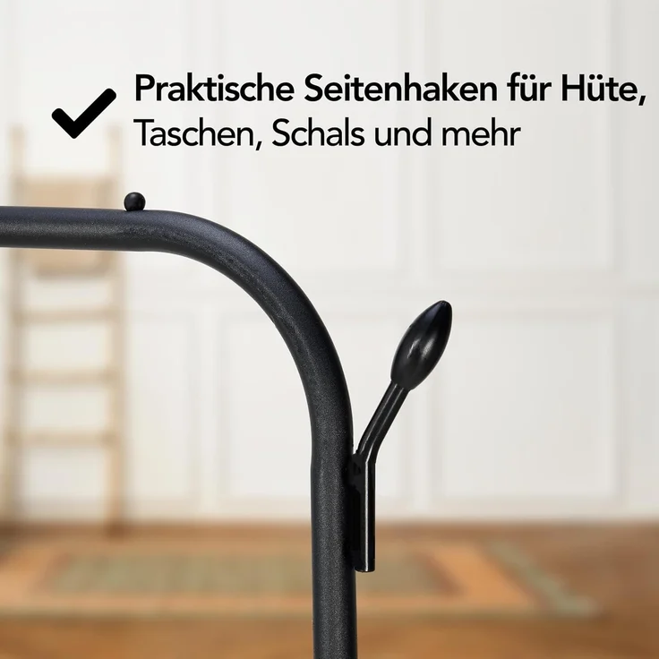 Brixy Garderobenständer - Garderobenständer - 102x34x152cm - Garderobenständer Mit Schuhregal - Industriell - Metall - Schwarz – Bild 2