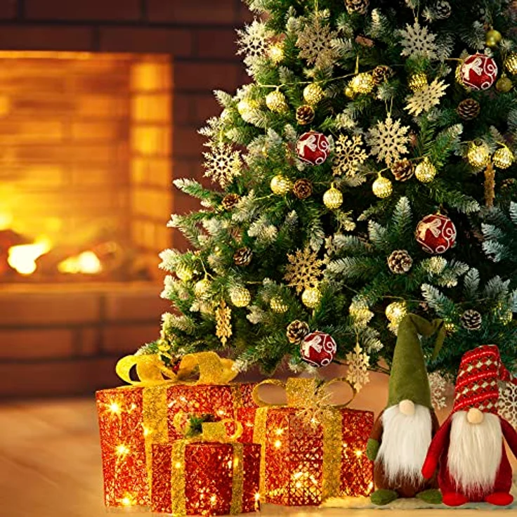 GIGALUMI Künstlicher Weihnachtsbaum mit Schnee-Effekt 150cm 760 Spitzen Tannenbaum mit beschneiten Ästen und Tannenzapfen inkl. Metallständer – Bild 3