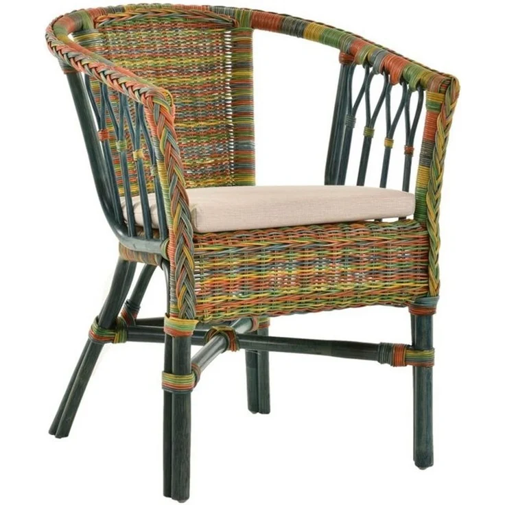 Krines Home Sessel Stapelbarer Rattansessel Bistro Sessel mit Armlehnen Flechtsessel (Sessel nach Auswahl ohne oder mit Polster), in Handarbeit geflochten, Rattanstuhl, Rattan Stuhl – Bild 4