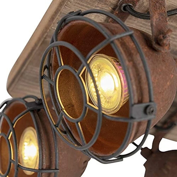 Qazqa LED Aufbaustrahler Gina, ohne Leuchtmittel, GU10, Rostbraun, Industrie, Stahl, 4-flammig – Bild 5