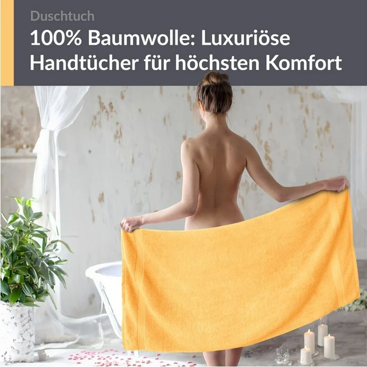 Lashuma Duschtuch Linz, Frottee (1-St), Gelbes Duschtuch 70x140 kuschelig – Bild 3