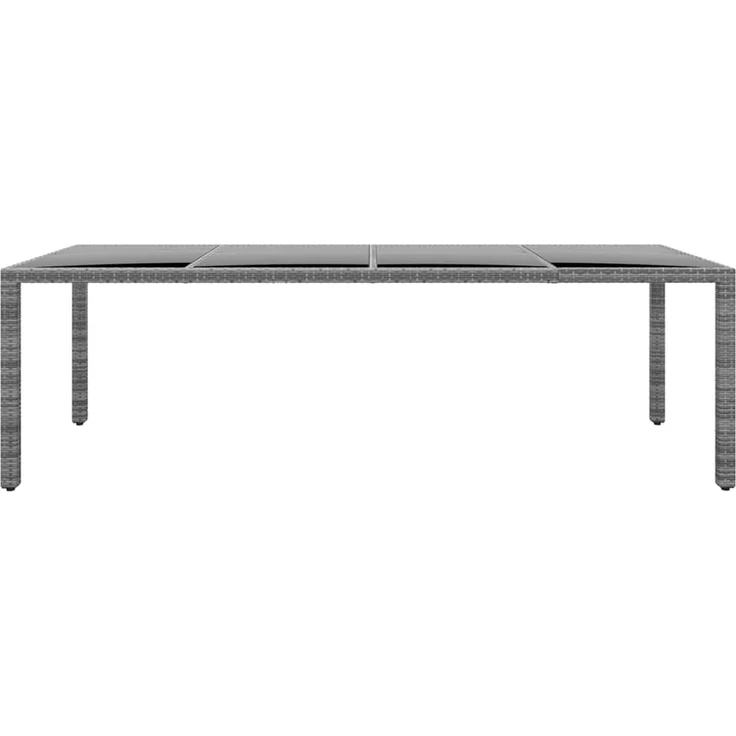 Gartentisch, Balkontisch, Esstisch 250 x 100 x 75 cm Hartglas und Poly Rattan Grau – Bild 2