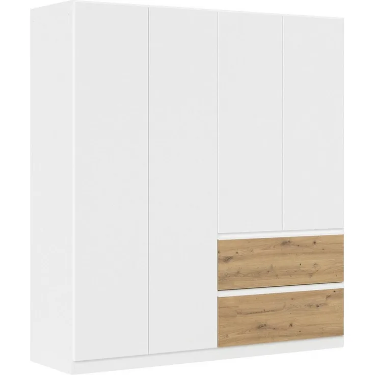 Rauch Möbel Costa, Kleiderschrank für Schlafzimmer, Kinderzimmer, Babyzimmer, Garderobe, Flur, 4-türig, 2 Schubladen, Push-to-Open, mit Zubehör Premium, Farbe Weiß, Breite 181 cm