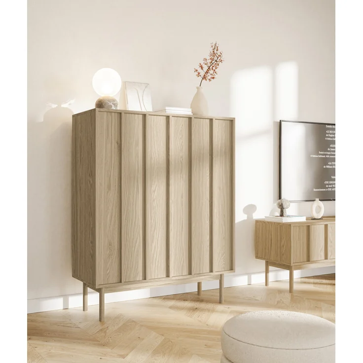 Selsey 'Neksto' Highboard 2-türig, Eichenholzoptik, ca. 124 x 100 x 40 cm – Bild 3