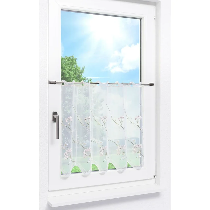 Scheibengardine Plauener Spitze - Blütenreich (Bx H) 240cm * 55cm Grün/Lindgrün – Bild 2