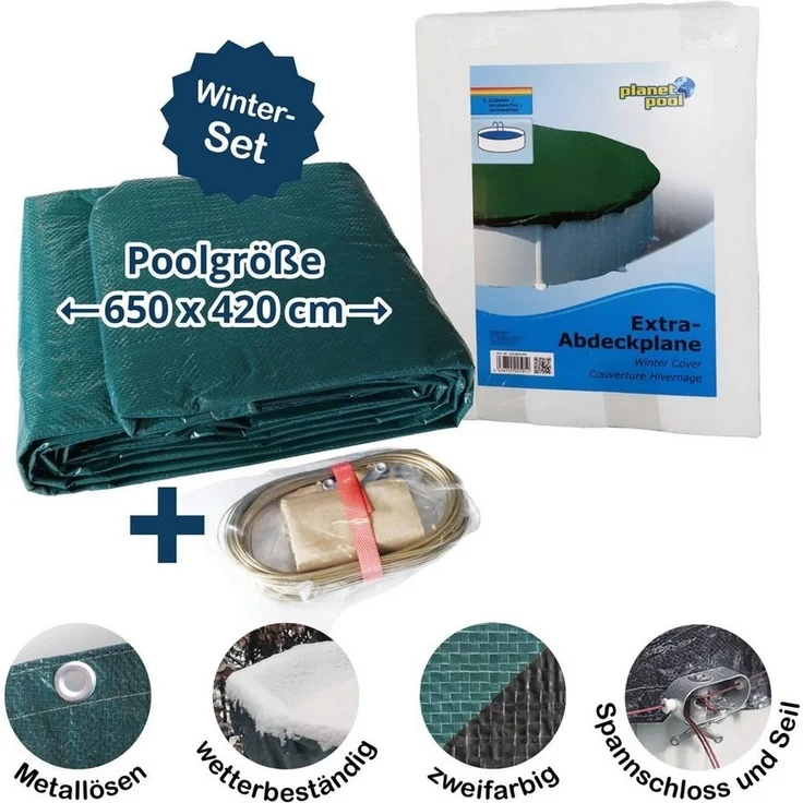 Waterman Pool-Abdeckplane Abdeckplane für 650x420cm Acht-/Oval Pools und Sch (Komplett-Set), Spannseil – Bild 5