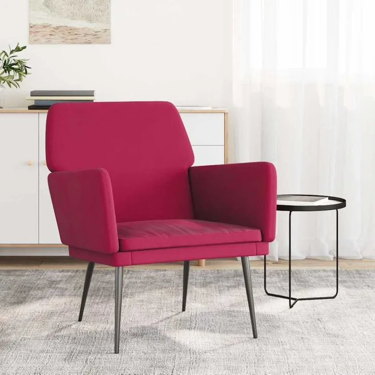Sessel wohnzimmer, Relaxsessel, Fernsehsessel Weinrot 62x79x79 cm Samt