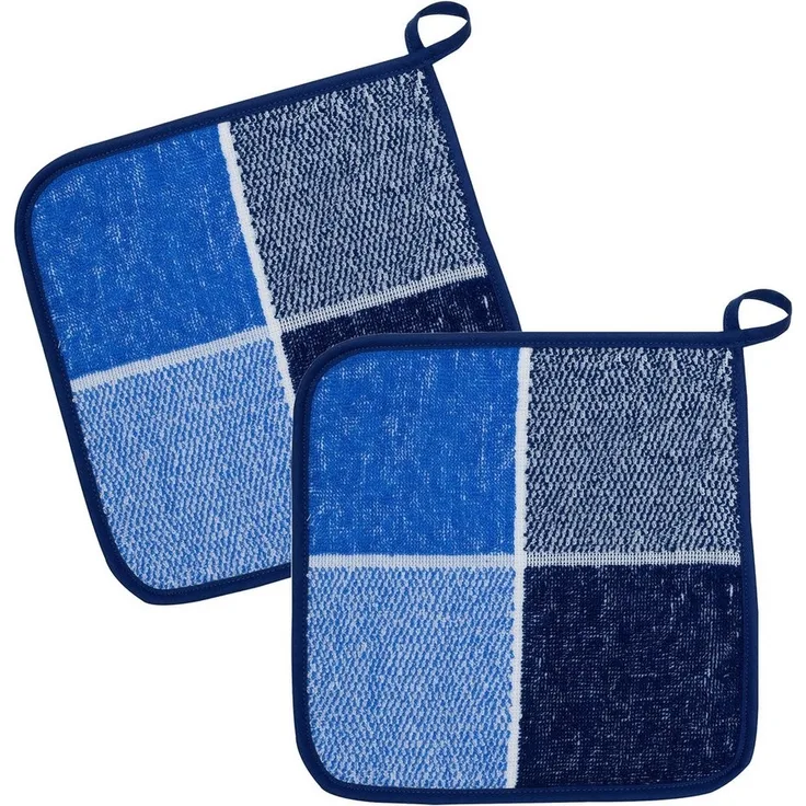 Kracht Topflappen Blockkaro, (Set, 2-tlg, 2-teilig), 2er Set Topflappen, Baumwoll Frottier, ca. 22x22 cm