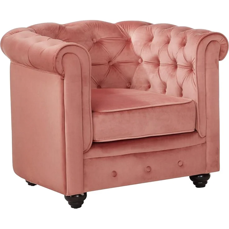 Vente-unique - CHESTERFIELD - Sessel mit gerader Rückenlehne - Holz, Platte - Holz - Puderrosa - 82 x 78 x 72 cm – Bild 4