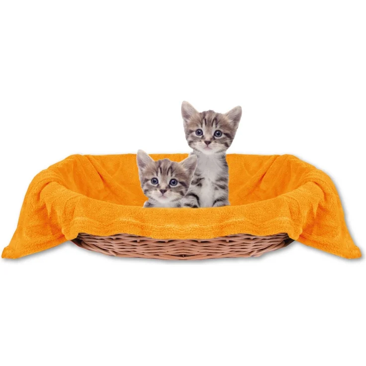 Haustierdecke Katzendecke Kuscheldecke Tierdecke , angenehm und super weich in vielen verschiedenen Farben erhältlich (90x140 cm / maisgelb - hellorange) – Bild 1