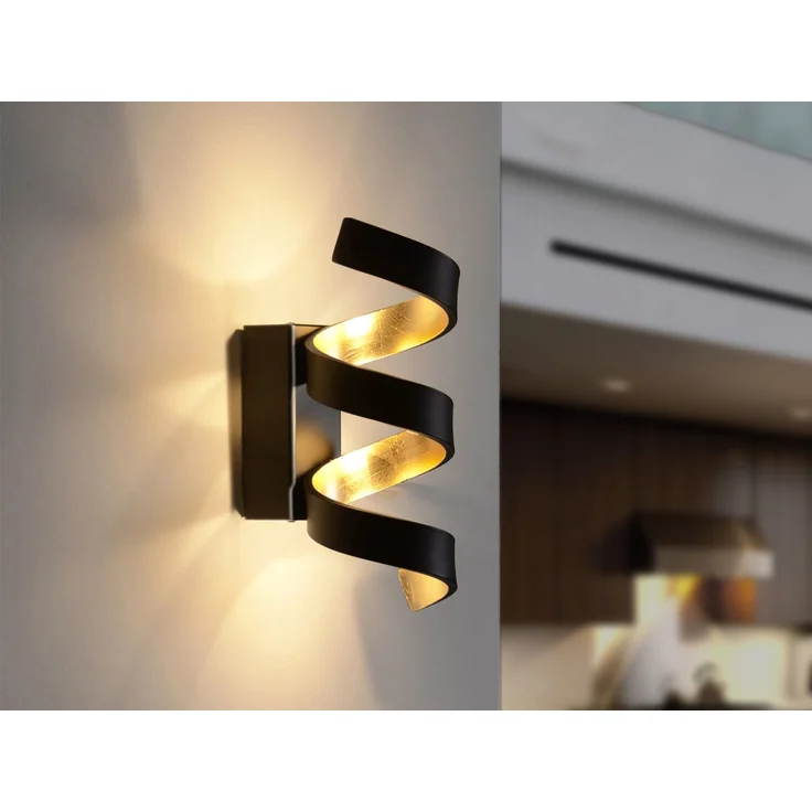 Ausgefallene LED Wandleuchte HELIX Schwarz / Gold, Höhe 26cm – Bild 7