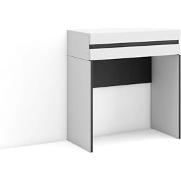 Skraut Home | Konsolentisch, Flurtisch | Beistelltisch für Eingang | 70x75x35 cm | mit Schublade | Eingangstisch | Moderner Stil | Weiß – Bild 1