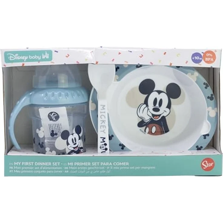Disney Mickey Mouse Kindergeschirr-Set Baby Geschenkset 3-teilig – Trinkbecher, Schale & Löffel (3-tlg) – Bild 2