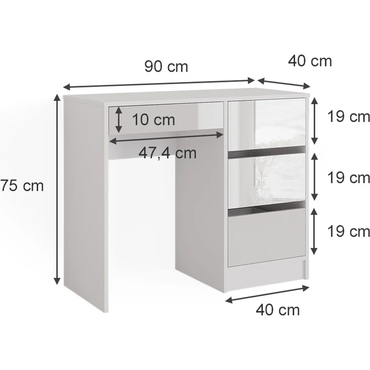 Schminktisch Sherry Weiß 90 cm ohne Spiegel Vicco – Bild 3