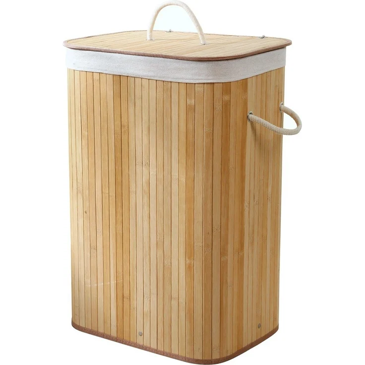 Calicosy Rechteckiger Wäschekorb aus Bambus 70L - H60 cm - Helles Holz – Bild 1