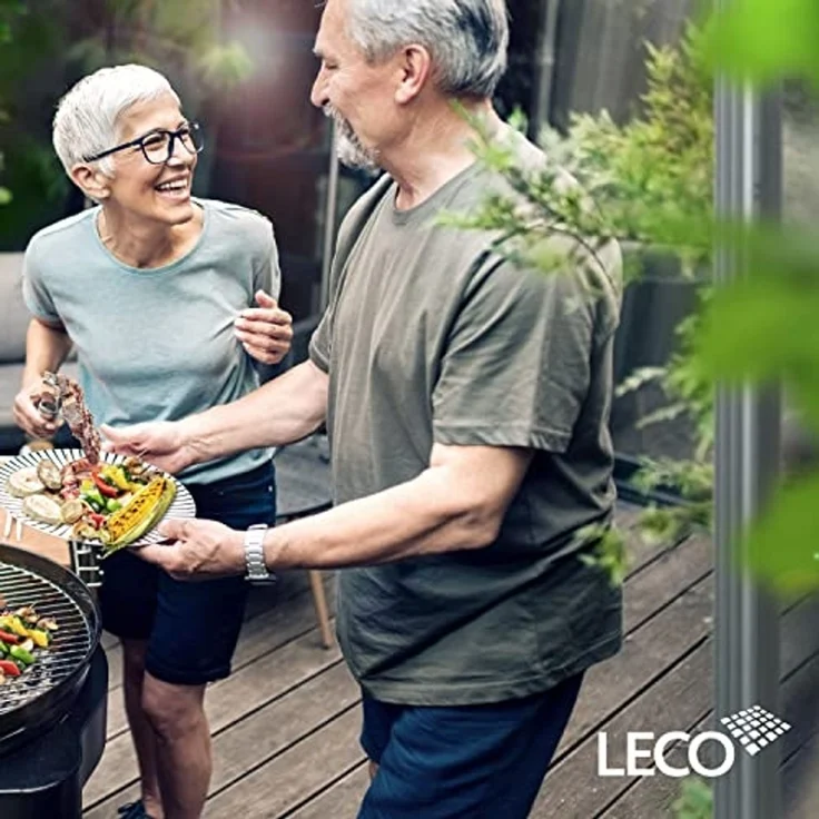 LECO Grill-Serviertisch, mit Rollen und Zubehör, Stahlrohr anthrazit, 100x47x73 cm – Bild 4
