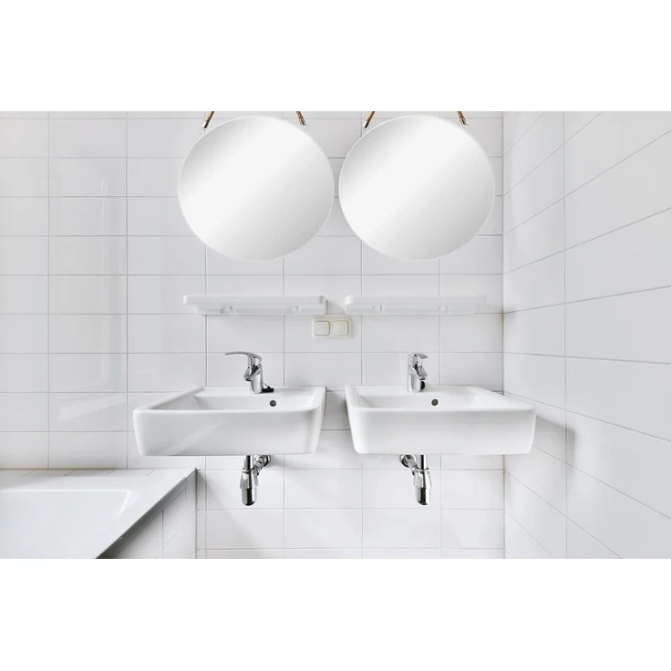 Provance Dekospiegel Runder Spiegel Wand- Badezimmer- Spiegel Weiß 43cm Ø Kordel Glas – Bild 3