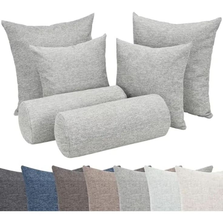 Selfitex Sofakissen 6-tlg. Kissen Set, 2x großes Kissen/2x kleines Kissen/2x Nackenrolle, (6er Set, 2x 60x80 cm, 2x 50x50 cm, 2x 19x65 cm), für Sofa, Couch, Bett oder als Polster jeglicher Art