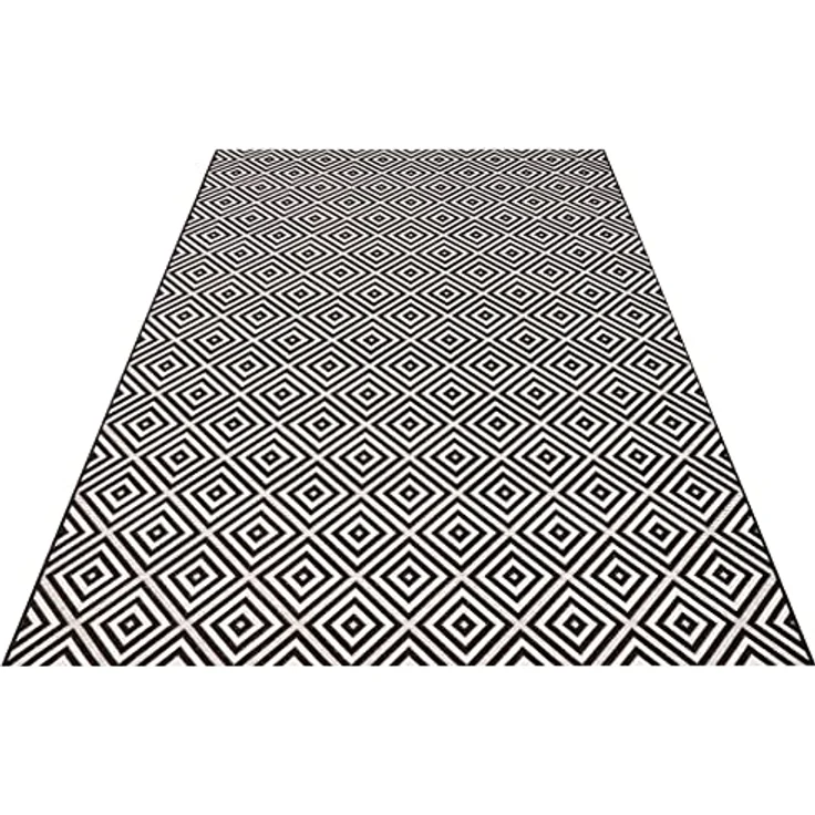 In- & Outdoor Teppich Karo schwarz/creme - 140x200x0,8cm – Bild 9