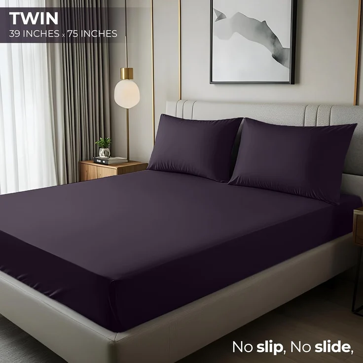 Utopia Bedding Spannbettlaken für Doppelbett, tiefe Taschen, weiche Mikrofaser, schrumpft und lichtbeständig, pflegeleicht, nur 1 Spannbetttuch, Violett – Bild 2