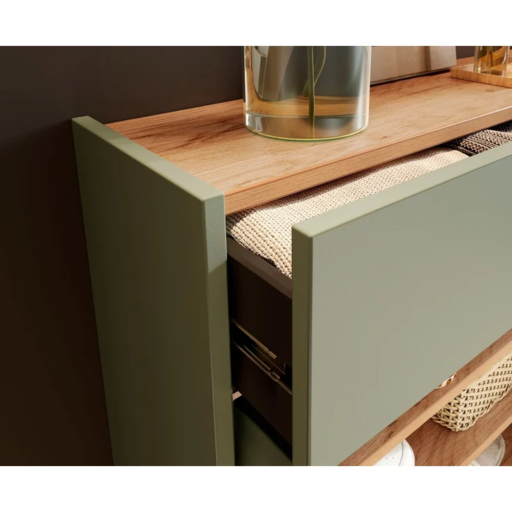 Germania Hängender Mehrzweckschrank 1397-629 GW-Ameca, in Taupegrün/Eiche, geringe Tiefe, optimal für schmale Flure, 56 x 97 x 22 cm (BxHxT) – Bild 3