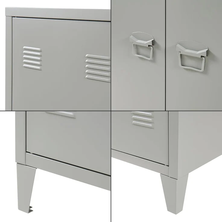 Metallschrank Oripää 110x75x33 cm Dunkelgrau [en. casa] – Bild 6