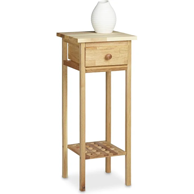 Relaxdays Telefontisch, MDF Walnuss, 60 x 25 x 25 cm