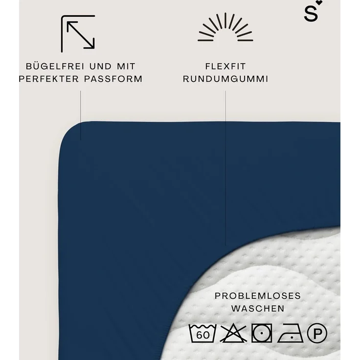 Schlafgut Mako Jersey Spannbetttuch Spannbettlaken 140x200 160x200 – Bild 4