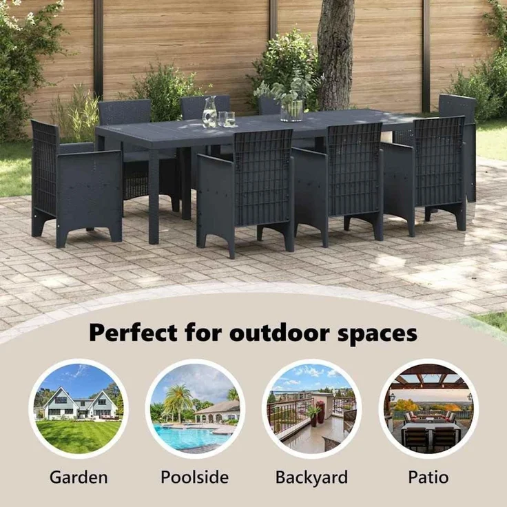 vidaXL Gartentisch Anthrazit 250 x 100 x 73 cm Poly-Rattan 3378516 – Bild 4