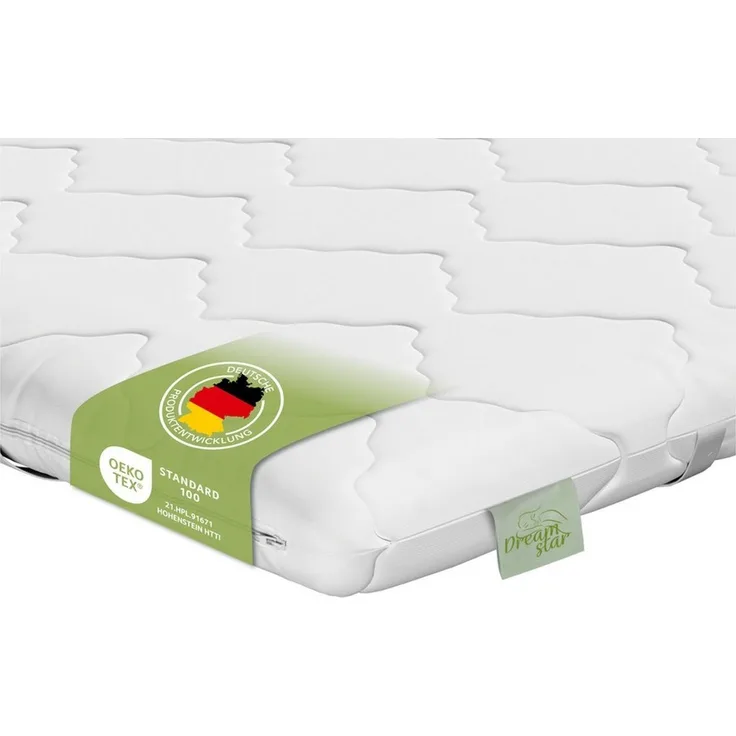 Dreamstar, Topper ergonomischer Matratzentopper in 3 Härtegraden - weich, mittel, fest, 6 cm hoch, Komfortschaum, rutschfest, Bezug waschbar - für Matratzen und Boxspringbetten