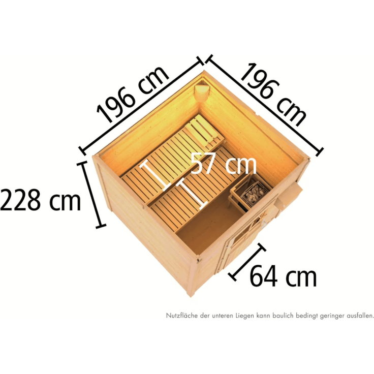 Karibu Sauna Hytti 2 terragrau mit 9 kW Bio-Ofen mit externer Steuerung – Bild 4