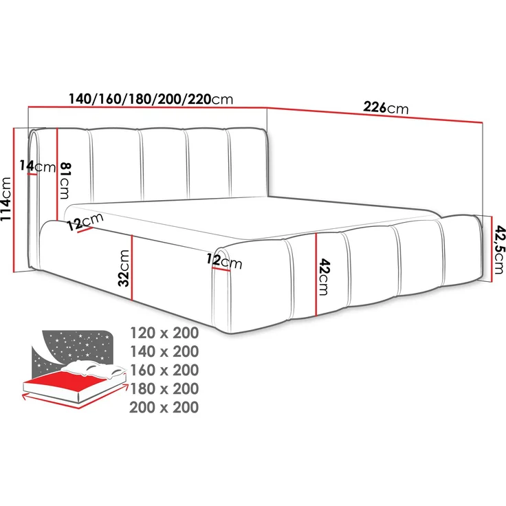 Polsterbett Lewis (Farbe: Kronos 38, Größe: 200x200) – Bild 4