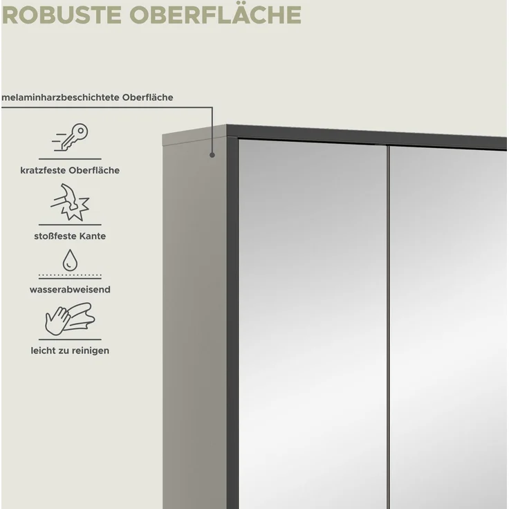 Spiegelschrank (B/H/T: 80x68x19 cm) in Kaschmir Nachbildung – Bild 10
