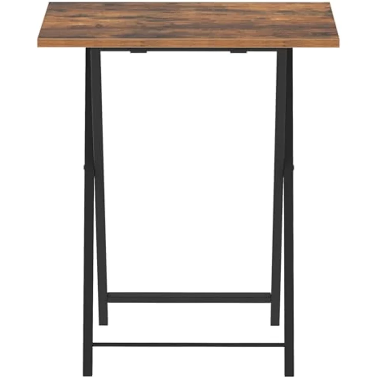HOOBRO Beistelltisch Klappbar, Kleiner tabletttisch, TV Tray 2er Set, klapptisch Snack Tisch Industriestil, Sofatisch für kleinen Raum, einfach montierbar, Dunkelbraun-Schwarz EBF25BZ01 – Bild 6