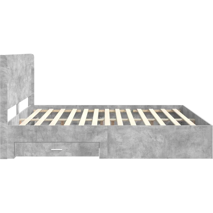 vidaXL Bettgestell mit Stauraum und Kopfteil Betongrau Holzwerkstoff 3414082 – Bild 7