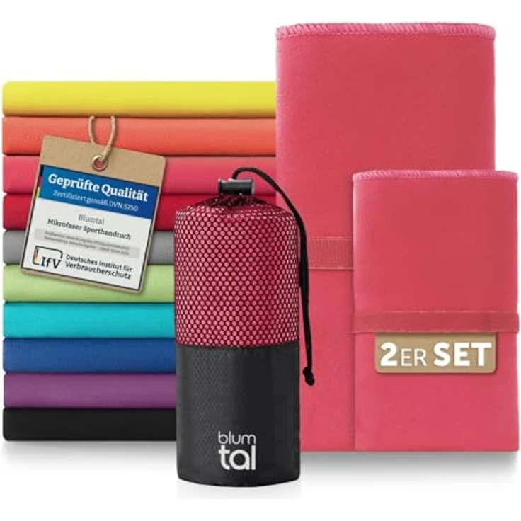 Blumtal Sporthandtuch Mikrofaser Handtücher Set, Mikrofaser (2-St), Ultra leicht, kompakt & schnelltrocknend – Bild 2