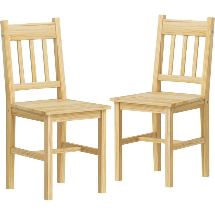 MELAYR, Set, mit, 2, Esszimmerstühlen, und, Küchenstühlen, aus, Holz, mit, Rückenlehne, 41 x 46,5 x 85,5 cm, Naturholz – Bild 1
