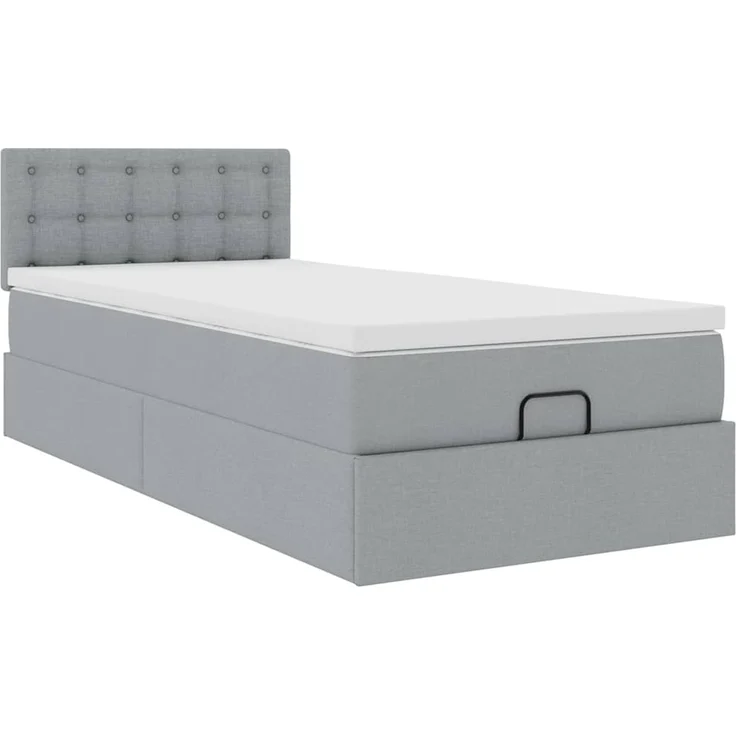 vidaXL Ottoman-Bett mit Matratze Hellgrau 100x200 cm Stoff 3311601 – Bild 4