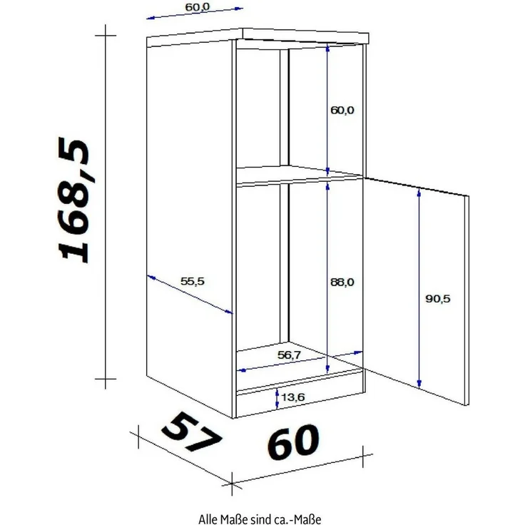 Flex-Well Backofen/Kühlumbauschrank Vintea (B x H x T) 60 x 168,5 x 60 cm, mit Metallgriffen – Bild 3