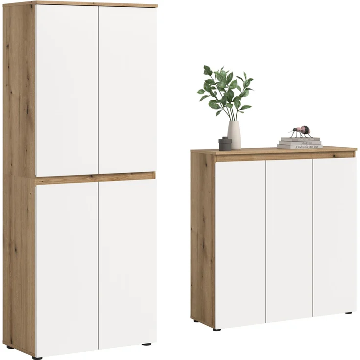 Universalschrank (B/H/T: 190x175x37 cm) in Evoke Oak Nachbildung und weiß – Bild 1
