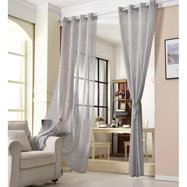 Woltu Gardine, Ösen (1 St), halbtransparent, mit Ösen Leinen Optik Ösenschal