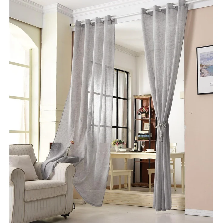 Woltu Gardine, Ösen (1 St), halbtransparent, mit Ösen Leinen Optik Ösenschal