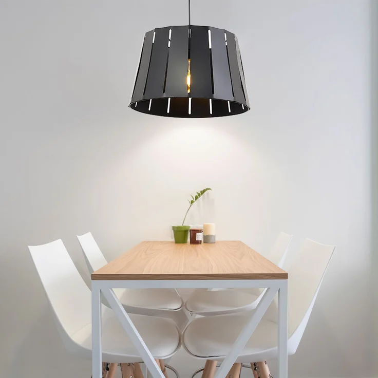 Hängeleuchte, Holzoptik Metall, schwarz braun matt, H 120 cm – Bild 5