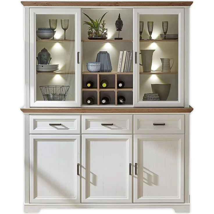 Buffet Geschirrschrank JASMIN Pinie weiß Nachbildung