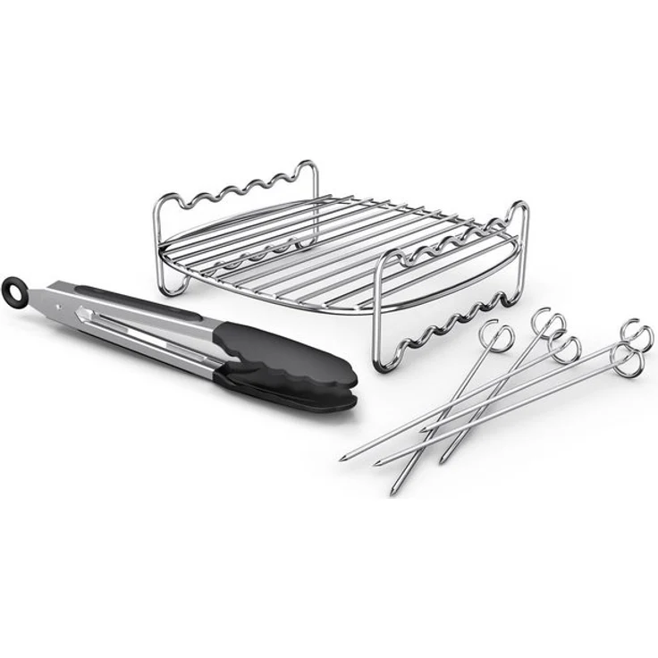 Philips Airfryer-Grillrost HD9920/00 für Airfryer 6,2 l, 8,3 l und 9 l (7-St, Grillrost, 5 Spieße u.Zange im Lieferumfang), mit 2 Ebenen, HomeID App und spülmaschinenfesten Teilen – Bild 4