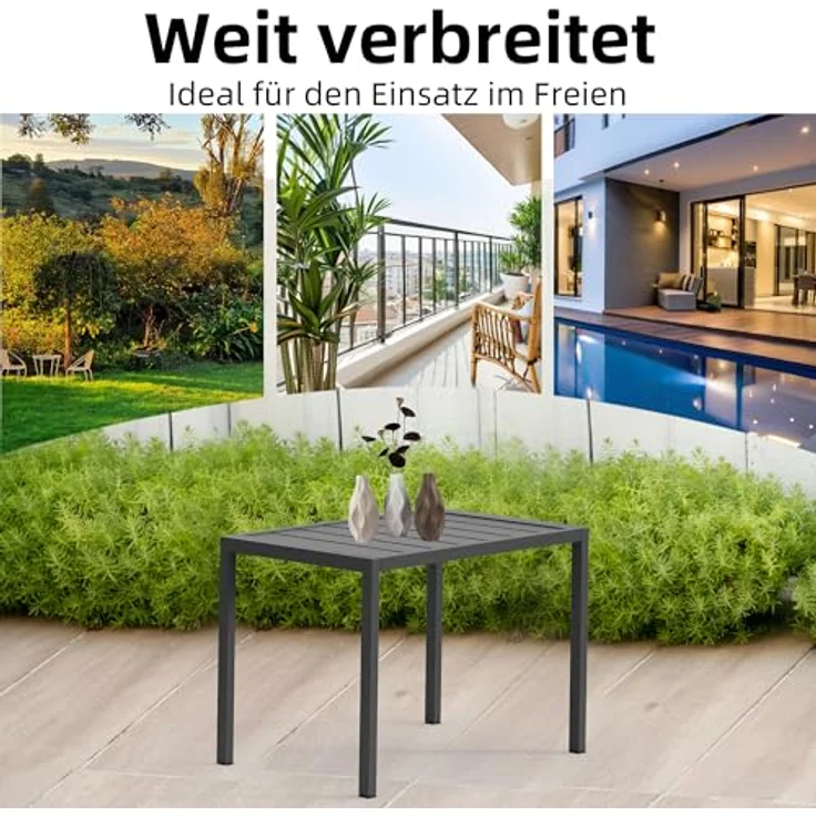 Mucola Gartentisch Aluminium Beistell Balkontisch rechteckig wetterfest Anthrazit Tisch Outdoor hitze- und wetterbeständig Terrassentisch – Bild 6