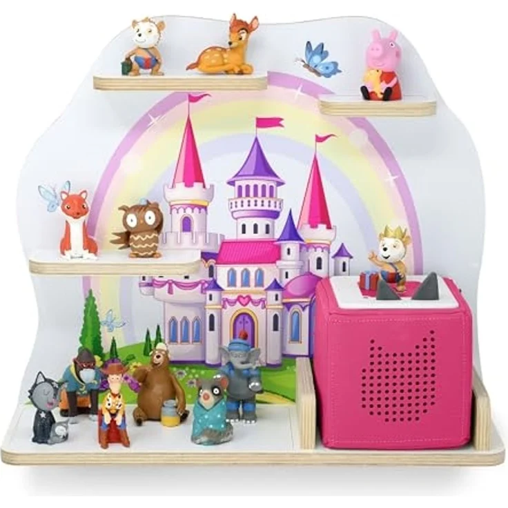 stadtecken Kinder Regal für Musikbox I Geeignet für die Toniebox und ca. 50 Tonies I Perfekte Aufbewahrung für Kinderzimmer I zum Aufstellen oder Aufhängen (Märchenschloss, Mittel) – Bild 1