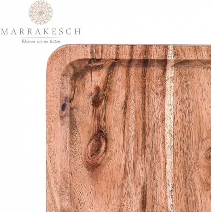 Marrakesch Orient & Mediterran Interior Tablett 2er Set Tablett aus Akazienholz, Serviertablett, Schale, Servierbrett, 2er Set Anea 20x20 cm, Handarbeit – Bild 3